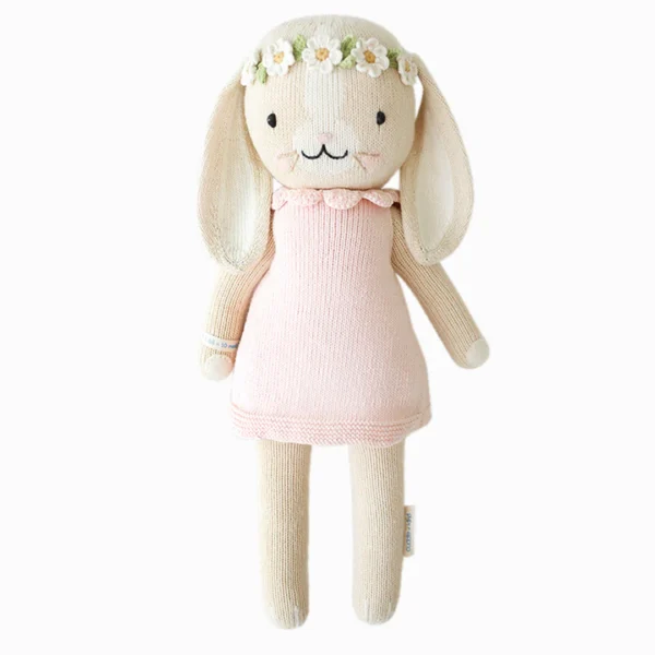🌼 Luna the Blossom Bunny – Hand-Knit Heirloom Doll